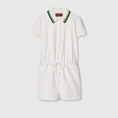 Gucci Jersey Drill Jumpsuit With Web In White