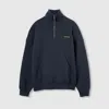 Gucci Jersey Half-zip Jacket With Patch In Blue