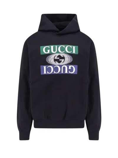 Gucci Cotton Jersey Hooded Sweatshirt In Black