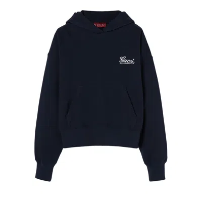 Pre-owned Gucci Jersey Hoodie 'navy' | Blue | Women's Size L