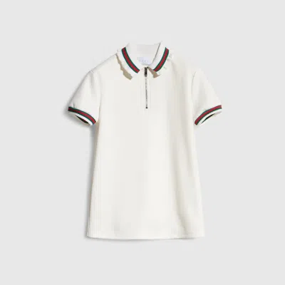 Gucci Kids' Jersey Polo Dress With Web In White