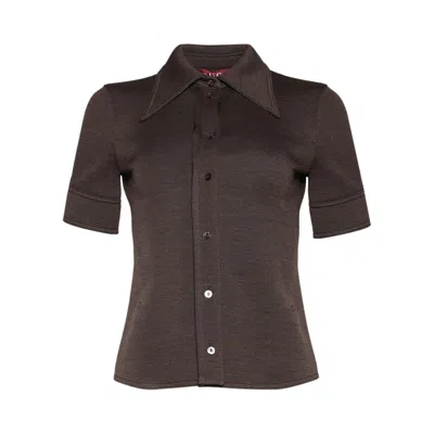 Pre-owned Gucci Jersey Shirt 'licorice Brown' | Women's Size 42