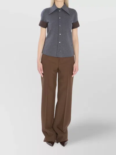 Gucci Jersey Shirt With Long Collar And Buttons In Gray