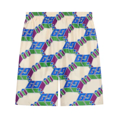 Pre-owned Gucci Jersey Shorts 'ivory/blue/multicolor' | Men's Size 56