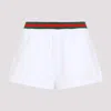 Gucci Cotton Jersey Shorts With Signature Stripes Band In White Mix