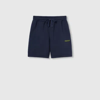 Gucci Jersey Shorts With Patch In Blue
