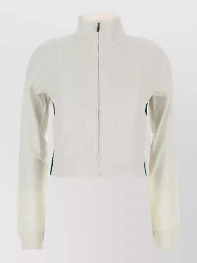 Gucci Jersey Sweatshirt Cropped High Collar Long Sleeves In Silver