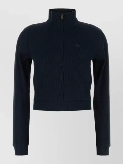 Gucci Jersey Sweatshirt High Collar Long Sleeves Ribbed In Black