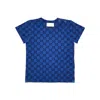 Gucci Jersey T-shirt With Gg Logo Print Kids In Blue