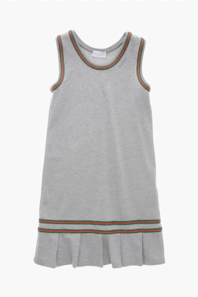 Gucci Jersey Tank Dress With Iconic Details And Pleated Hem