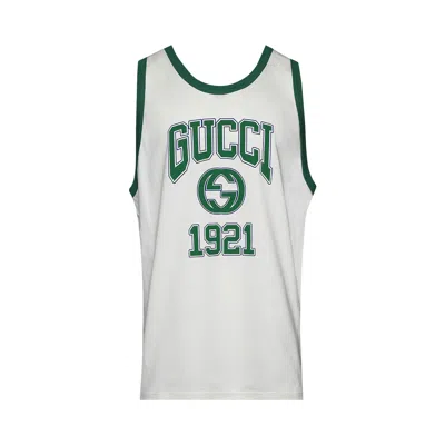 Pre-owned Gucci Jersey Tank Top 'sunlight/green' | White | Men's Size Xs