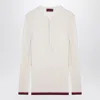 Gucci White Long Sleeved Top In Rib Silk Man In Neutral
