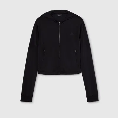 Gucci Jersey Zip Jacket With Embroidery In Black