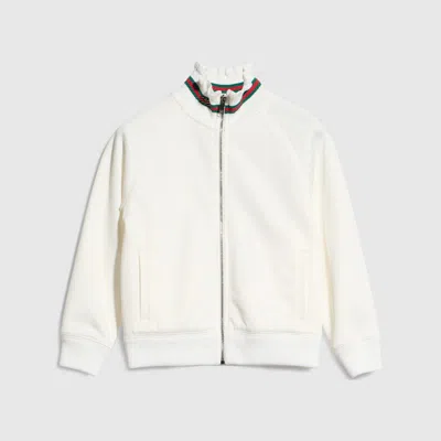 Gucci Kids' Jersey Zip Jacket With Web In White