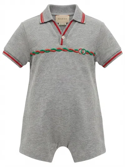 Gucci Jersey-knit Cotton Romper In Gray