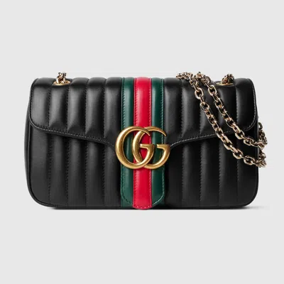 Gucci Gg Marmont Medium Leather Shoulder Bag In Black