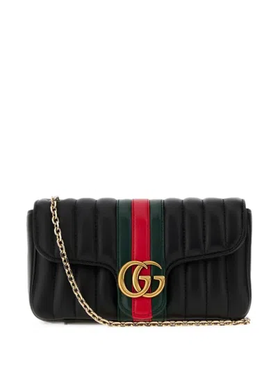 Gucci Jetset Gg Marmont Quilted Leather Clutch Bag In Black