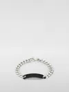 Gucci Womens Silver Branded-tag Sterling-silver And Leather Chain Bracelet In Silver
