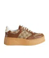 Gucci Textured Leather Sneakers With Branded Chunky Outsole In Nude