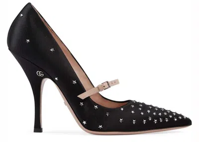 Pre-owned Gucci Jodie Embellished Satin Pumps (women's) Sneakers In Black
