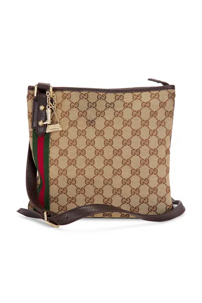 Pre-owned Gucci Jolicoeur Flat Messenger Bag In Brown