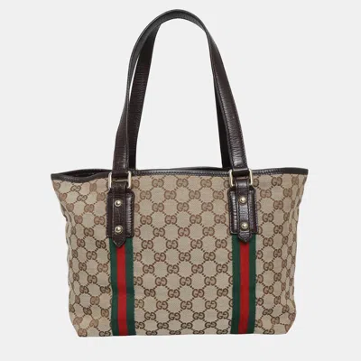 Pre-owned Gucci Jolicoeur Medium Gg Canvas Tote Bag In Brown