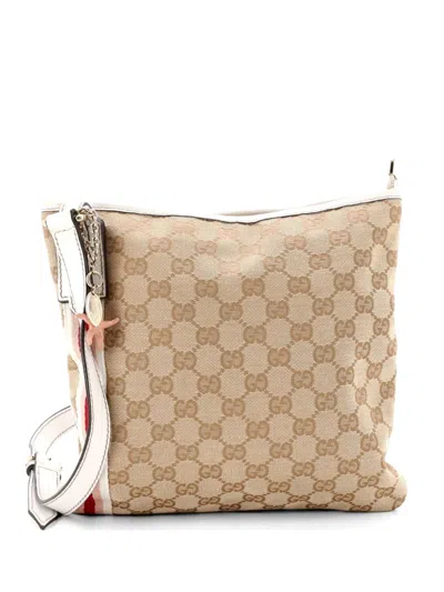 Pre-owned Gucci Jolicoeur Messenger Bag Gg Canvas Crossbody Bag In Neutral