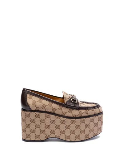 Gucci `joni` Platform Loafers In Beige