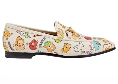 Pre-owned Gucci Jordaan Animal Printed Loafer (women's) Sneakers In Beige In Sand