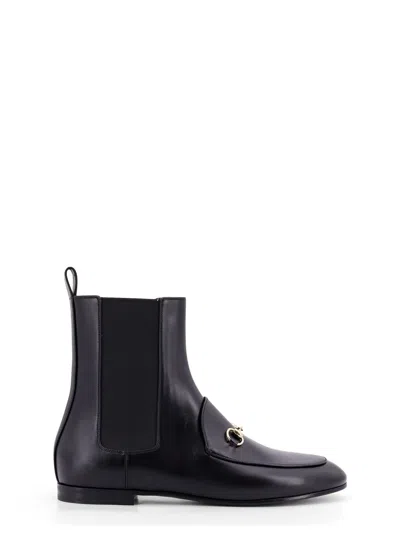 Gucci Black Leather Jordaan Ankle Boots Women