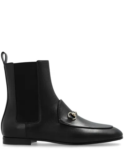 Gucci Black Leather Jordaan Ankle Boots Women
