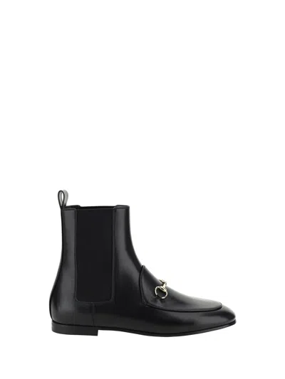 Gucci Black Leather Jordaan Ankle Boots Women