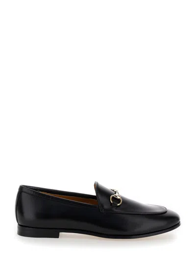 GUCCI GUCCI 'JORDAAN' BLACK LOAFERS WITH HORSEBIT DETAIL IN LEATHER WOMAN
