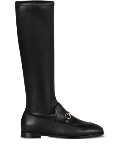 Gucci Jordaan Leather Boots In Black