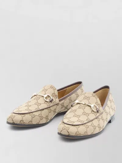 Gucci Jordaan Canvas Loafers Gold Hardware Leather In Multi