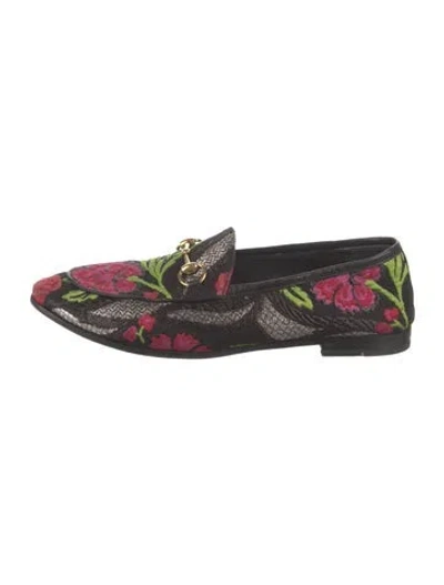 Pre-owned Gucci Jordaan Cloth Loafers Canvas Loafers In Black