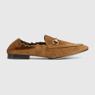 Gucci Loafers Horsebit Detail Suede Moccasins In Brown