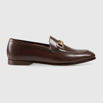 Gucci Jordaan Horsebit-detailed Leather Loafers In Brown