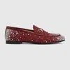 Gucci Jordaan Loafers With Gg Fabric And Hardware In Burgundy