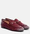 Gucci Jordaan Loafers With Gg Fabric And Hardware In Red