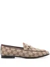 Gucci Women Jordaan Gg Motif Loafers In Nude