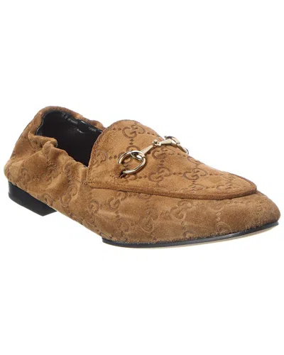Gucci Jordaan Gg Suede Loafer In Metallic