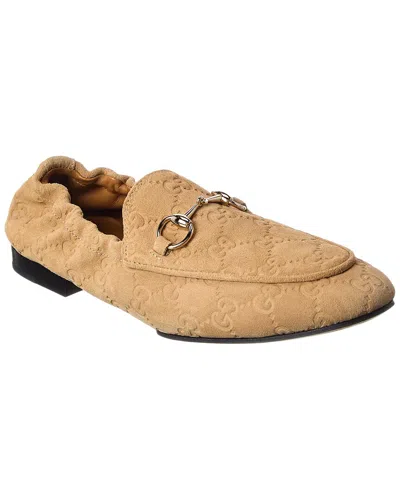 Gucci Jordaan Gg Suede Loafer In Brown