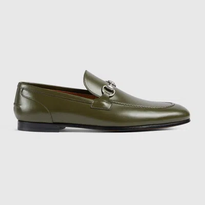 Gucci Jordaan Horsebit Leather Loafers In Green