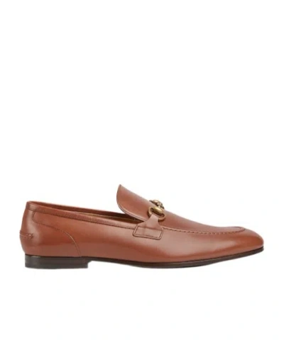 Gucci Jordaan Horse Buckle Loafers In Brown