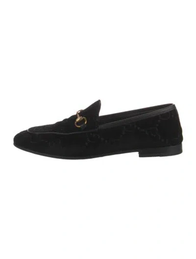 Pre-owned Gucci Jordaan Horsebit Accent Loafers In Black
