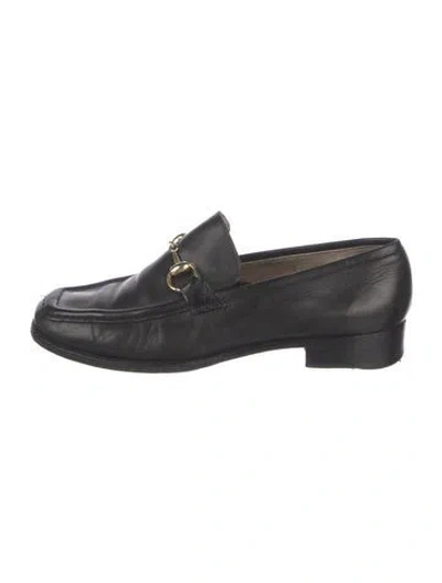 Pre-owned Gucci Jordaan Horsebit Accent Loafers In Black