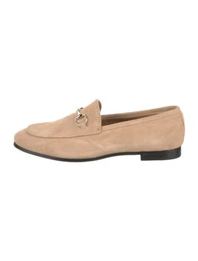 Pre-owned Gucci Jordaan Horsebit Accent Loafers In Brown