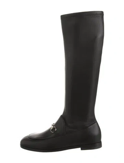 Pre-owned Gucci Jordaan Horsebit Accent Riding Boots In Black