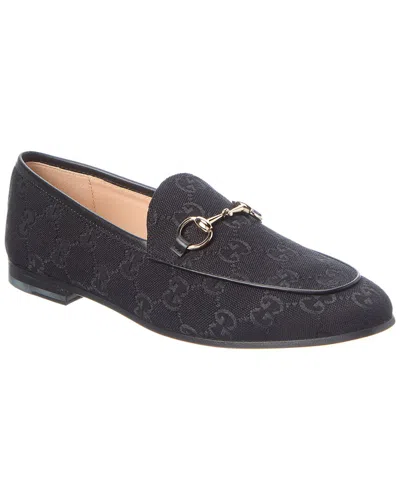 Gucci Jordaan Horsebit Gg Supreme Canvas Loafer In Black